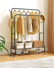 Kleiderständer Stabil Schwerlast Garderobenständer Doppelstange mobiler 4 Rollen