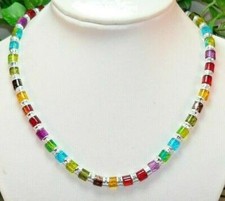 Halskette Walzen bunt rot