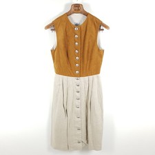 Gössl Trachtenkleid Damen Gr. 38 Braun Grau Leinen Landhaus-Stil Kleid