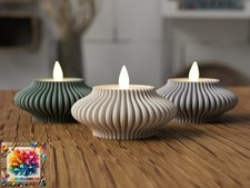 Gerippter LED Teelichthalter (3er Pack) plus LED Teelichter (SAL-0011)