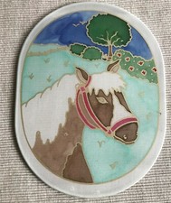 Fensterbild Pferd Seidenmalerei Handarbeit