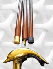 Gehstock Spazierstock Geheim Ampulle Messinggriff Delfinform Geschenk in 4Teilen