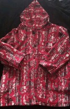 DAMEN KURZ MANTEL 38 40 42 44 M L XL WINTER ÜBERGANG Patchwork ROT/SCHWARZ 