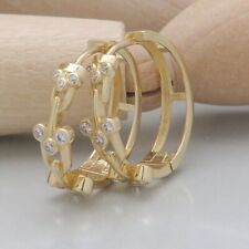 Creolen Ohrringe Klappcreolen mit Zirkonia Besatz Ø 1,9 cm in 585/14K Gelbgold