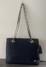 Bally Vintage Damen Handtasche Shopping Tote Navy Blau Original - TOP Zustand 