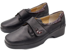 Ganter Damen Schuhe Klett Slipper  37  UK 4 schwarz rot Weite I  49 -7540