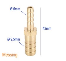 6mm auf 9,5mm Reduzier Adapter Schlauchstutzen Messing Schlauch Verbinder