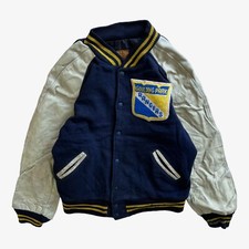 Vintage 70s Men's Skookum Goulding Park Rangers Wool Leather Blue Varsity Jacket