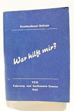 6813 Kundendienst Beilage Wer hilft mir? VEB Simson 1956 Werkstatt Verzeichnis