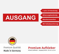 Premium Aufkleber Ausgang Hinweis Schild Sticker Grün Wetterfest UV-Beständig