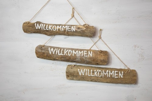 Türschild willkommen holz - türschild,