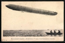 Ansichtskarte Bodensee, Zeppelin I über Bodensee mit Ruderboot 