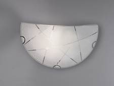 Exklusive Wandleuchte 30x15cm, Glasschirm in weiß mit schickem Streifendesign