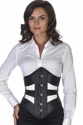 Korsett schwarz leder corsage - schwarz,