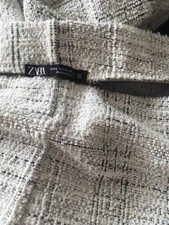 ZARA  Boucle Hose Creme-Schwarz Wide Leg Gr. L