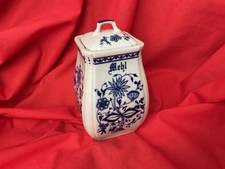 Mehl Vorrats Dose Inglasur  Zwiebelmuster h-14 cm mit Deckel