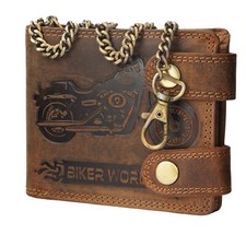 Vintage Geldbörse Geldbeutel Portemonnaie Herren Biker Design RFID Echt Leder