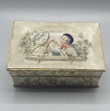 Antike Jugendstil Pralinen Schachtel Schokolade Dose Stoff Intarsien Antik Alt