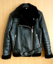 Lederjacke Freaky - TOPSHOP - schwarz- Teddy gefüttert - Gr 36 UK8 - wie 40 )