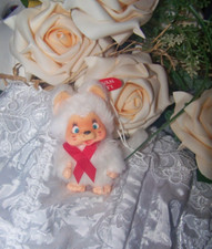 NYAMY KATZE weiß ca 8 cm Monchichi Kätzchen Anhänger NEU