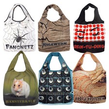 Einkaufsbeutel faltbar Stoff große Einkaufstasche Shopper Beutel witzige Motive