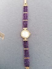 Schöne Armbanduhr, Damen, Vergoldet 14K,Quarz, Mit AMETHYSTEN