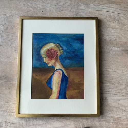 Mädchen mit rose ölgemälde - mädchen, rose.