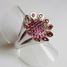 Pink Rubin Cocktail Silber Damen Ring 925 Sterling Silber 15,9 mm 50