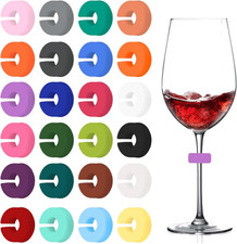 Glasmarkierer 24 Stück Silikon C-förmige Markierungsringe für Trinkgläser