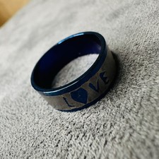 Ring Edelstahl blau silber LOVE Herz Größe 53 Damen Herren Schmuck Geschenk