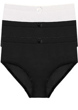 3er Pack Form-Slip Gr. 36/38-56/58 Schwarz Wollweiß Damen Taillen-Unterhose Neu