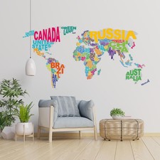 Wandtattoo Weltkarte Schrift