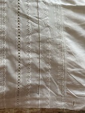 Antike Bettwäsche Überschlaglaken Bettuch Zierstickerei Leinen Mängel Handarbeit