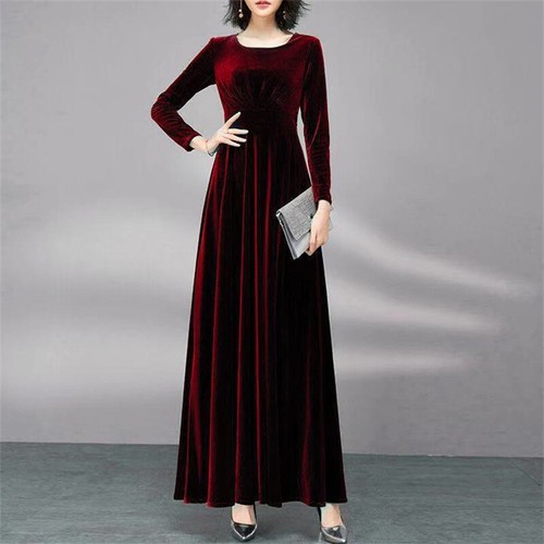 Elegante damen lang samtkleid - damen,