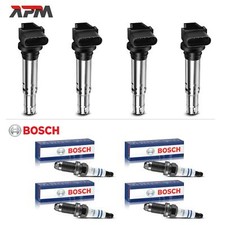 4x ZÜNDSPULE + 4x ORIGINAL BOSCH ZÜNDKERZEN FÜR AUDI SKODA VW GOLF PASSAT POLO