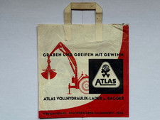 ATLAS Bagger Baumaschinen Papiertüte Werbung, ca. 1950er Jahre, ORIGINAL