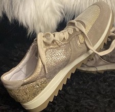Neue Ital. Sneaker Schuhe 38 Gold Beige Glitzer IGI&CO 5 fester Glitter