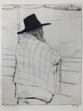 Emil Orlik, "Ernst Haeckel", Radierung 1909, signiert und roter Nachlassstempel