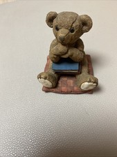 Gilde Teddybären Handwerk Daydreamer Träumer Buch Kissen Handarbeit gemalt 