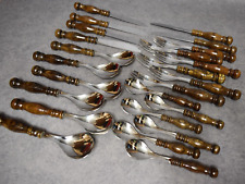 WMF Cromargan Burgund Besteck 6 Personen 24 tlg. Holzgriff Vintage Gabel löffel