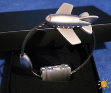  Schlüsselanhänger Silber Metall Flugzeug, Koffer, Drehverschluss