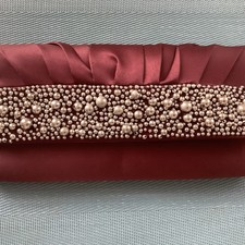 Joung Couture by Barbara Schwarzer,Elegante Clutch Perlenverzierung ,Bordeaux