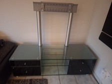 Spectral CL 1551 Glas Sideboard Schwarz mit TV Halterung - wandnah ohne Bohren