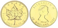 Kanada 10 Dollars Gold 1987 1/4 Unze Maple Leaf Stempelglanz  124848