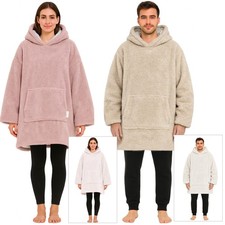 Hoodie Decke mit Ärmeln Plüsch Sherpa Wende Deckenpullover Kuscheldecke XXL 