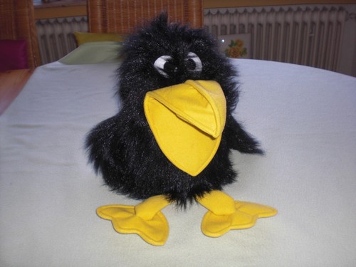 Rabe schwarz handpuppe 40cm - schwarz,