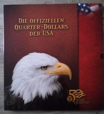 50 x USA State Quarter in Faltkarte-Feingold-Veredelung-NEU-Sammlung