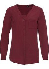 Neu Longbluse mit verdeckter Knopfleiste Gr. 42 Ahornrot Damen-Bluse Shirt
