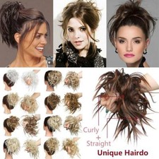 Zopfgummi Zerzaust Hepburn Dutt Haarteil Lockig Messy Bun Haarverlängerung Dick