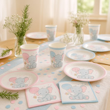 Baby Shower Deko Elefant Rosa & Blau Einweggeschirr zur Auswahl 12345113F
